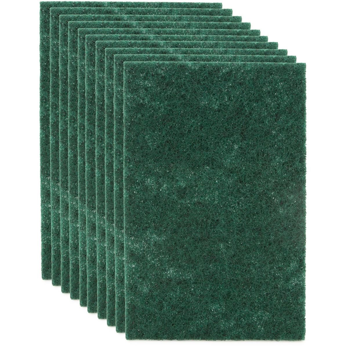 Clean Team Solutions (10 Pack) Green Scouring Pads For Dishes Scrub Pad Scouring Sponges Kitchen Cleaning Supplies