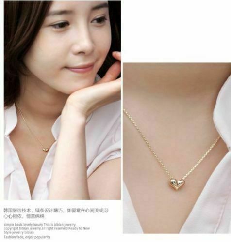 Fashion Women Gold Plated Heart Bib Statement Chain Pendant Necklace Jewelry