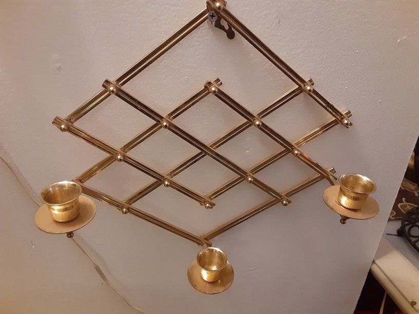 VERY NICE LOOKING Solid BRASS CANDLE HOLDER you can ADJUST IT TO short ARE Long HOLES 3 CANDLES