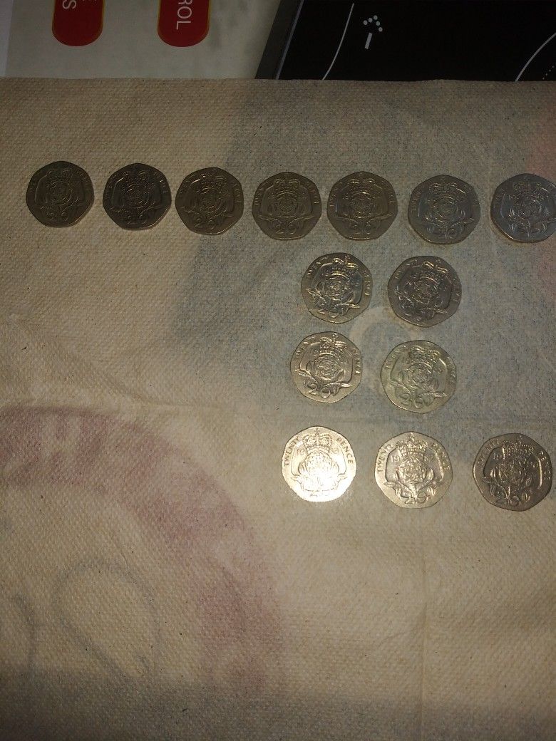 Collectible Queen Elizabeth II 20 Pence Coins..