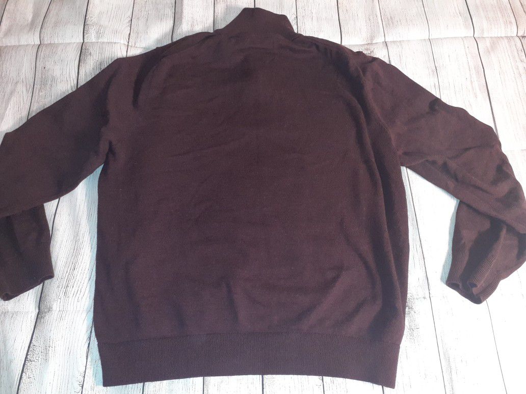 Nautica Size Large Burgundy Fleece Half Zipper Pullover Jacket 