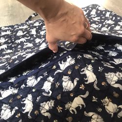 Navy Blue Quilted Travel Garment Bag, Cats Thumbnail