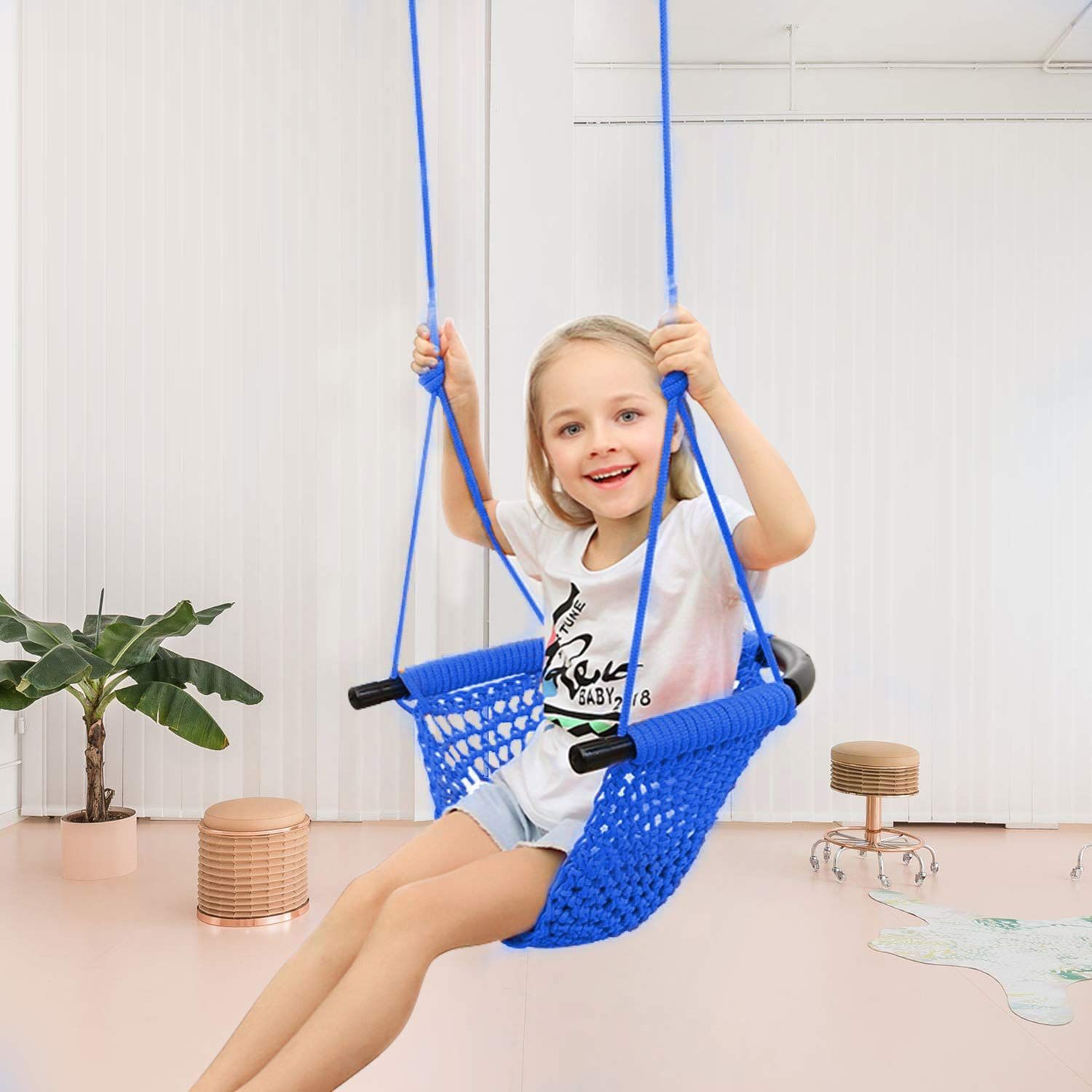 🧸 BRAND NEW JKsmart Swing Seat for Kids Heavy Duty Rope Play Secure Children Swing Set,Perfect for Indoor,Outdoor,Playground,Home,Tree,with Snap Hook