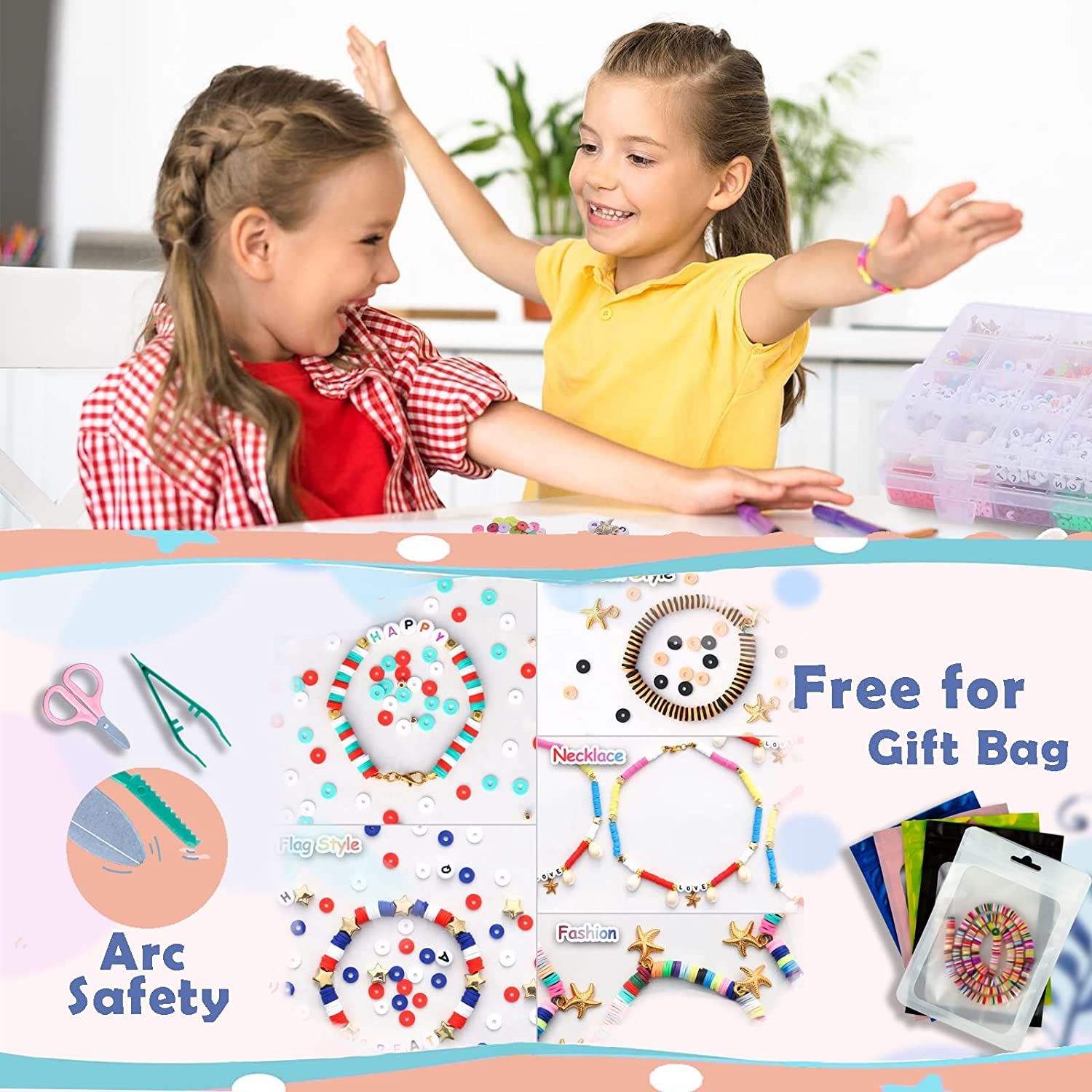 Clay Beads 7200 Pcs 2 Boxes Bracelet Making Kit - 24 Colors Polymer Clay Beads for Bracelet Making Set - Jewelry Making kit Supplies and Charms - Brac