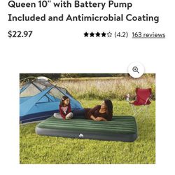 Ozark Trail Tritech Air Mattress, Queen, 10" With Battery Pump, And Antimicrobial Coating Thumbnail