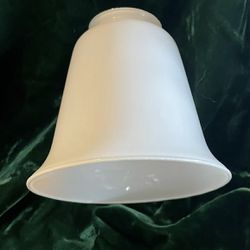  2 1/4" Fitter Cased Opal White Tulip Glass Lamp Fixture Shade  Thumbnail