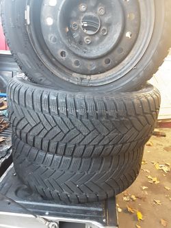 2 Snow Tires 215/55/16 On 5x114.3 Steel Wheels  Thumbnail