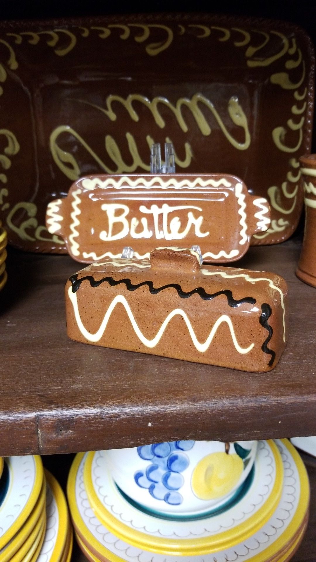 Henderson Pottery Redware Butter Dish