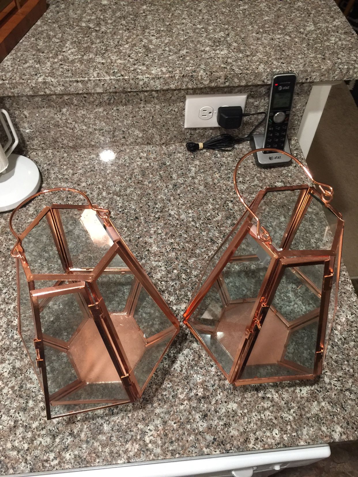 2 Copper And Glass Lanterns