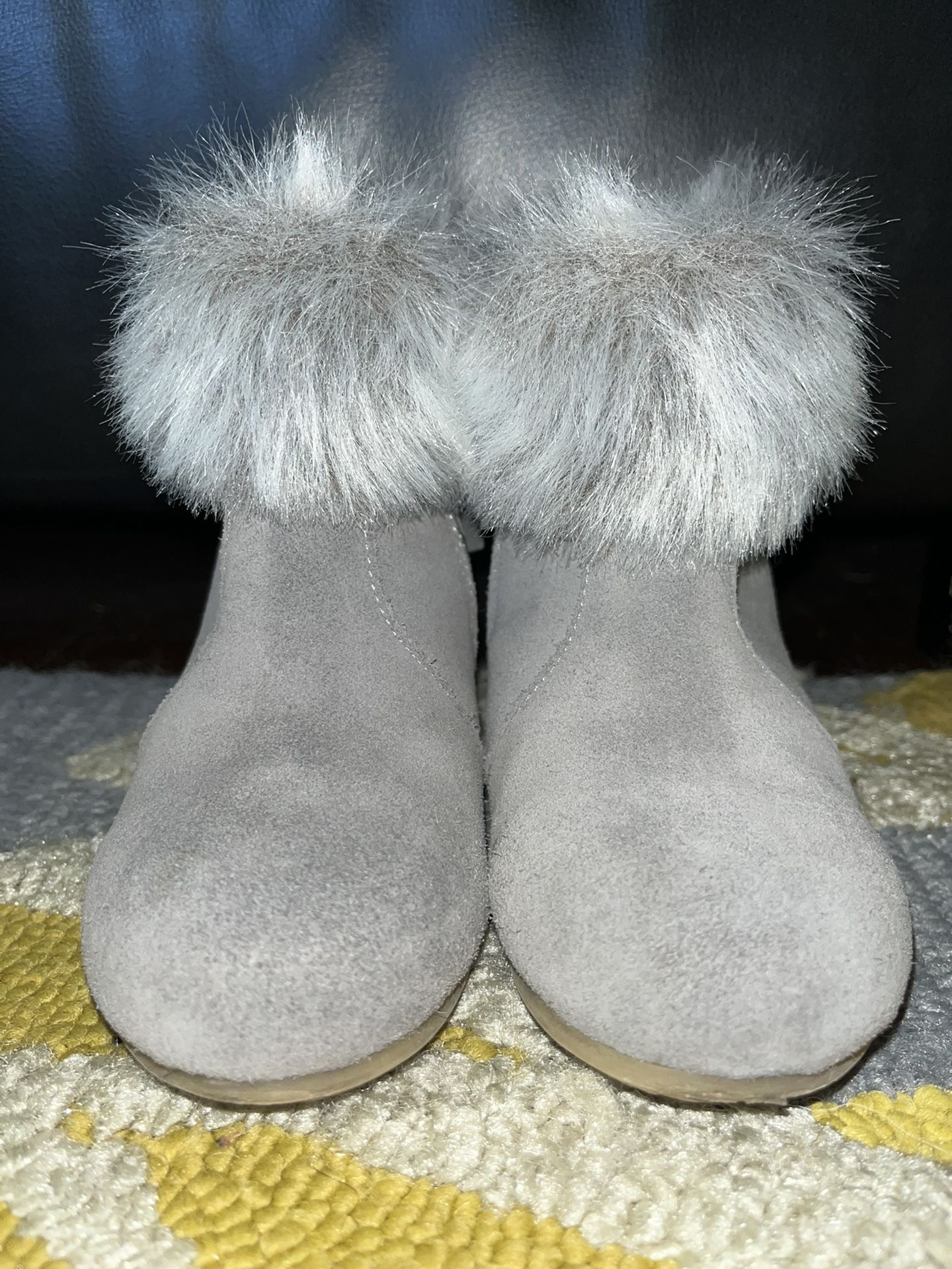 Janie & Jack Gray Faux Fur Toddler Girls Boots Size 10