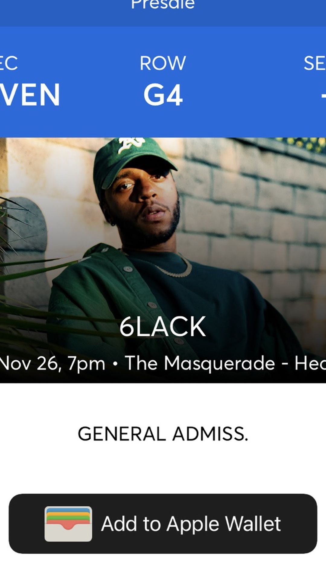 6lack Concert 2 Tickets Friday 26th