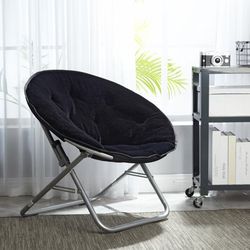 Mainstays Faux Fur Saucer Chair, Black Black -  Thumbnail