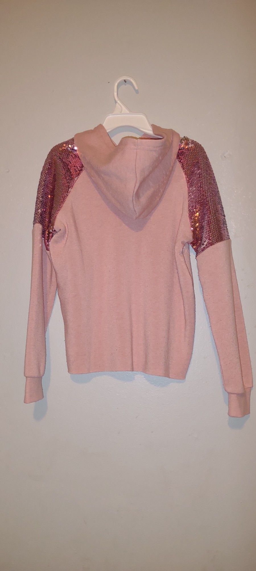 Girls Pink Sequin Hoodie