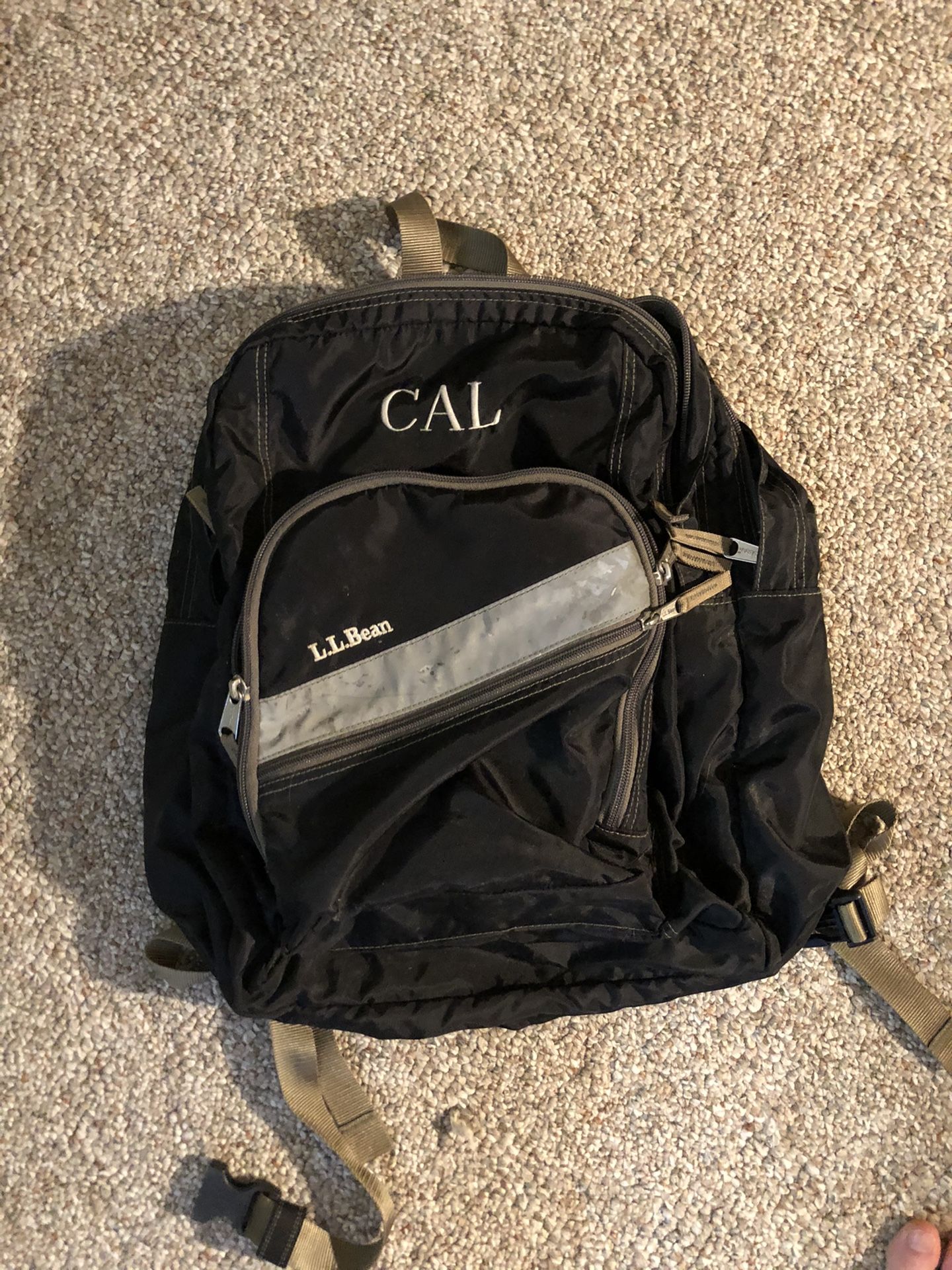 Y2K LL Bean Black Reflective Strip Backpack monogram CAL