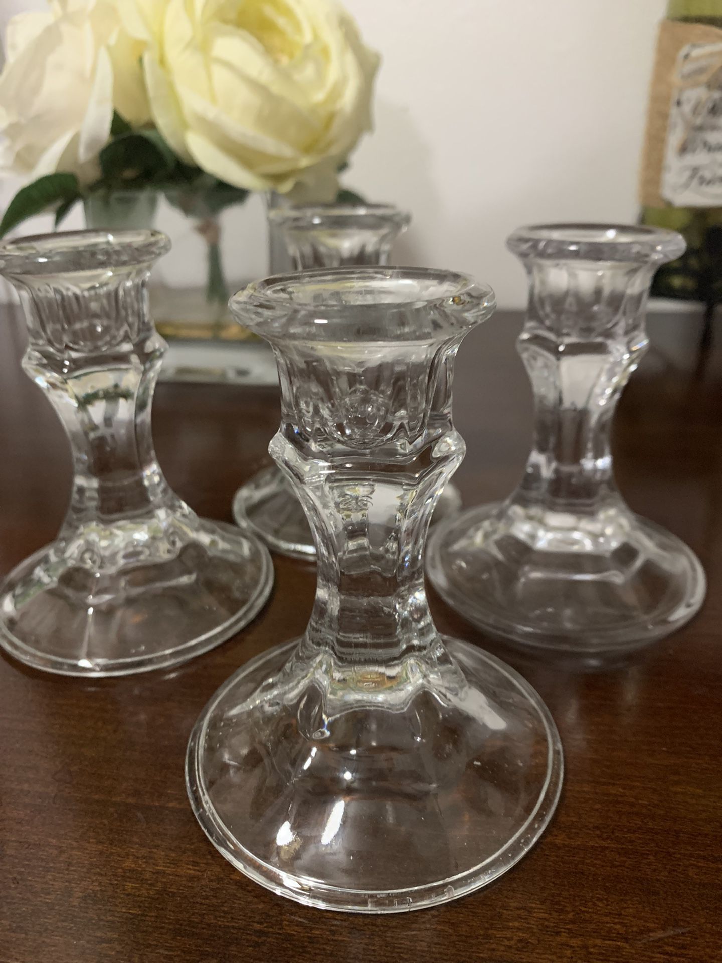 4 Tapered Glass Candles Holders