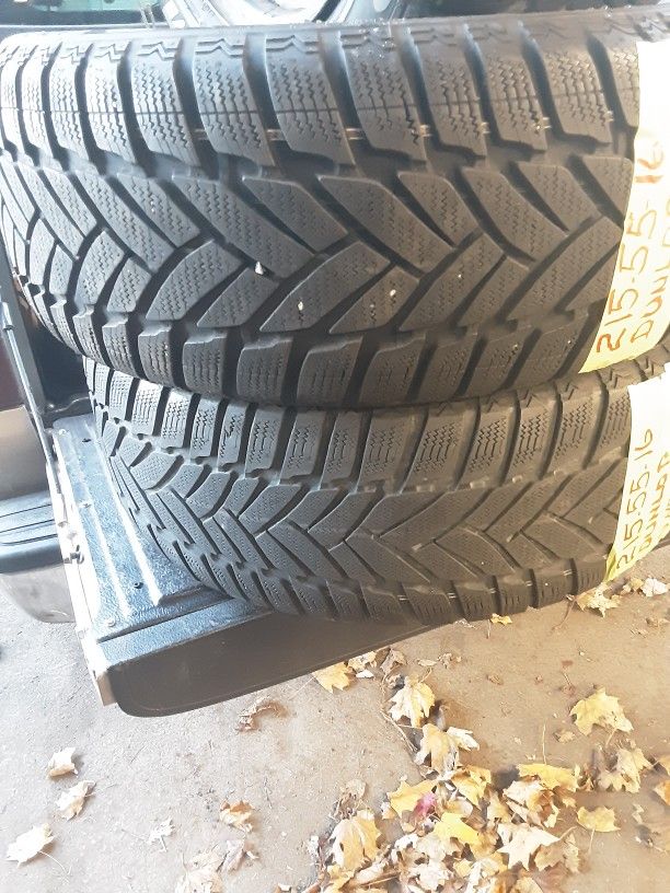 2 Snow Tires 215/55/16 On 5x114.3 Steel Wheels