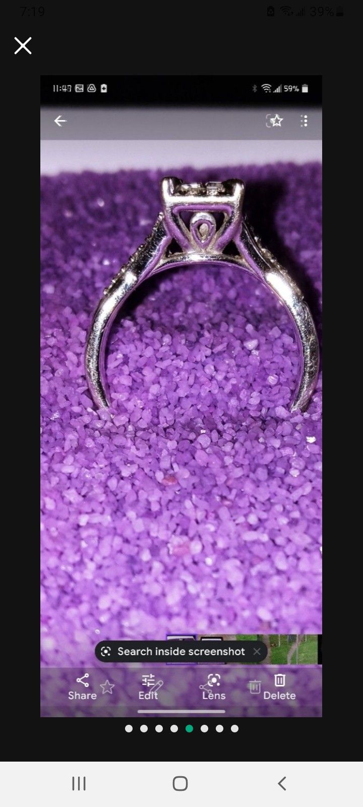 10 Carat White Gold With 1/3 Carat White Diamond Ring Size 6.5