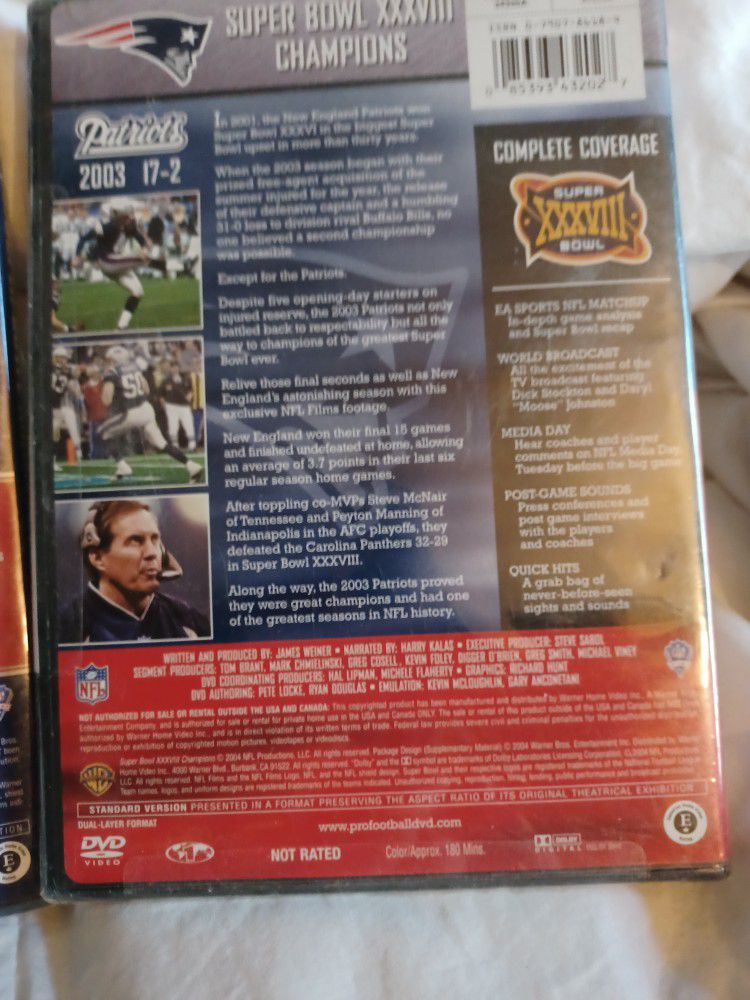 2 NIB Super Bowl 38&39 DVDs