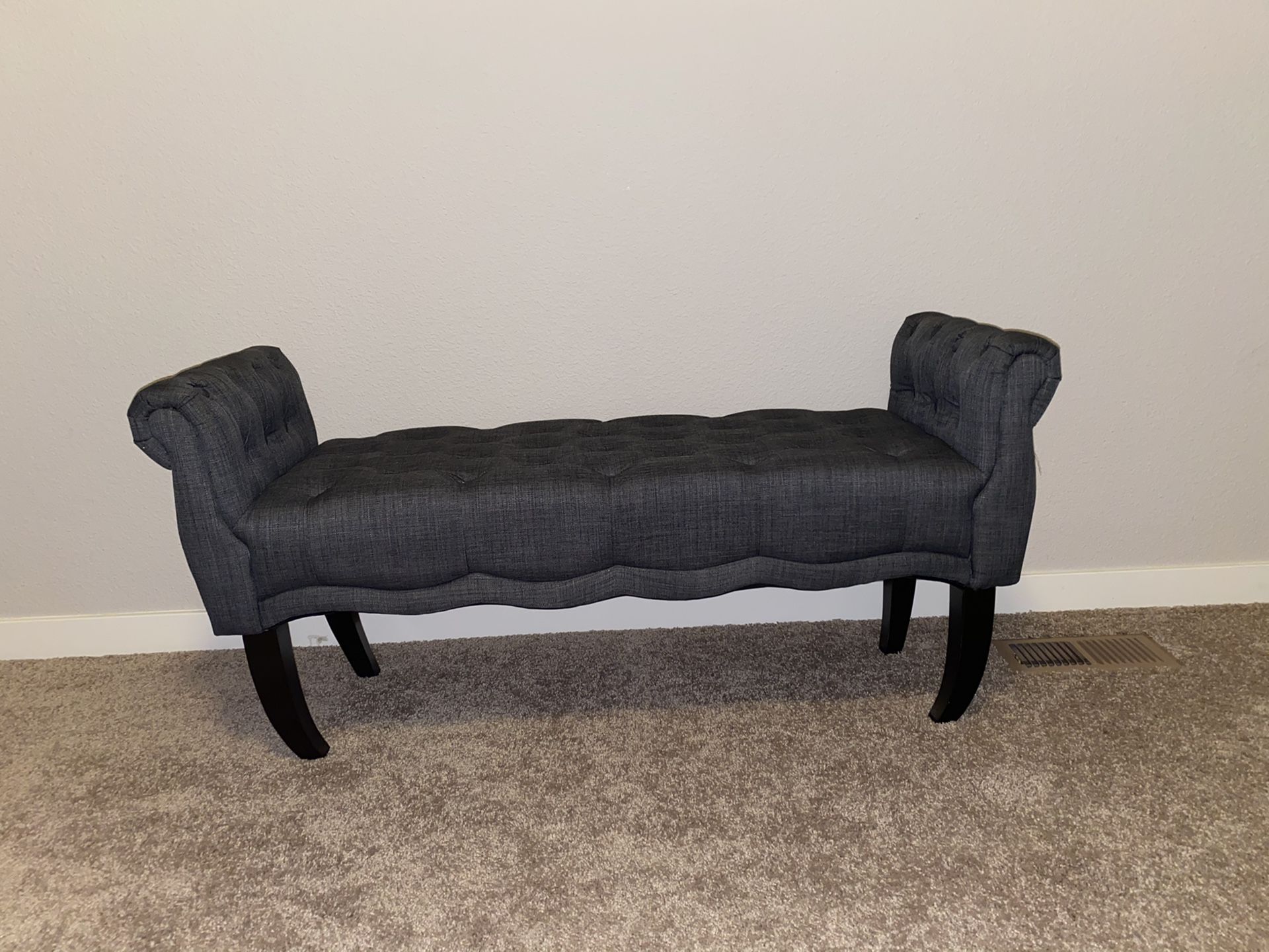 Charcoal Roll Arm Bench in Charcoal Grey