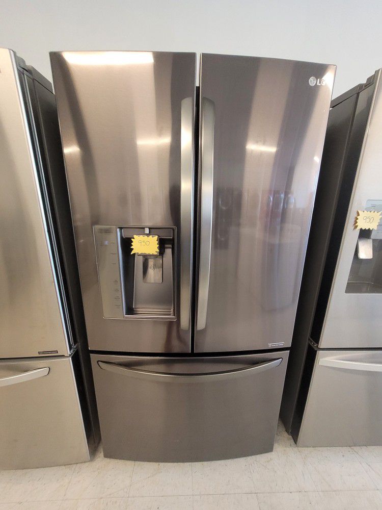 Lg Dark Stainless Steel French Door Refrigerator Used Good Condition With 90day's Warranty 