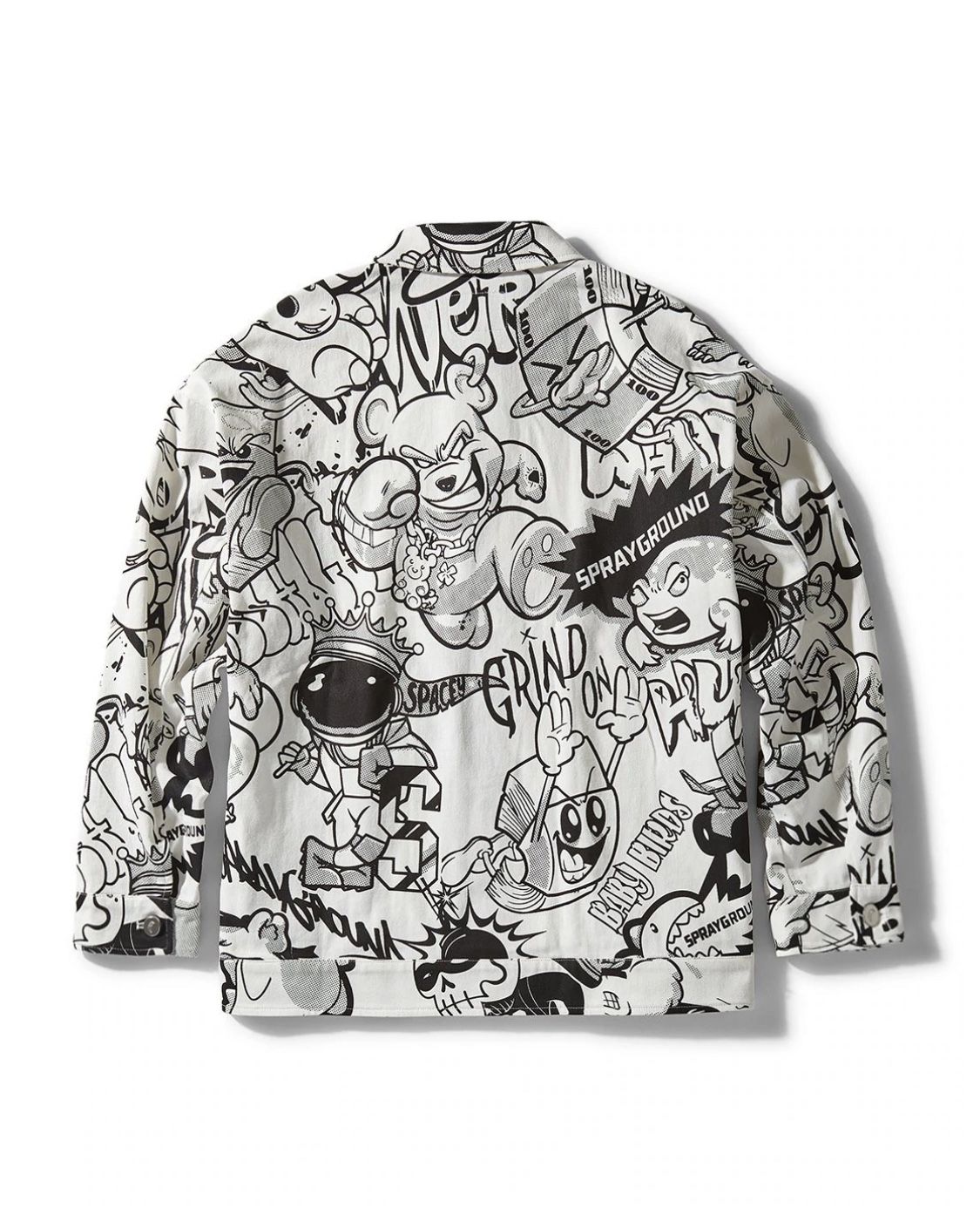 Sprayground 🔥Chaos Button Up Jacket Windbreaker Mens X-Large or Large Graffiti Cartoon Black White 