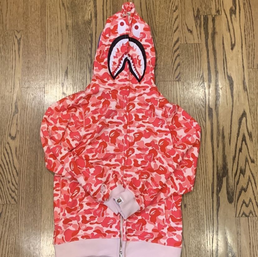 BAPE Camo Shark Full Zip Up Hoodie (Pink)