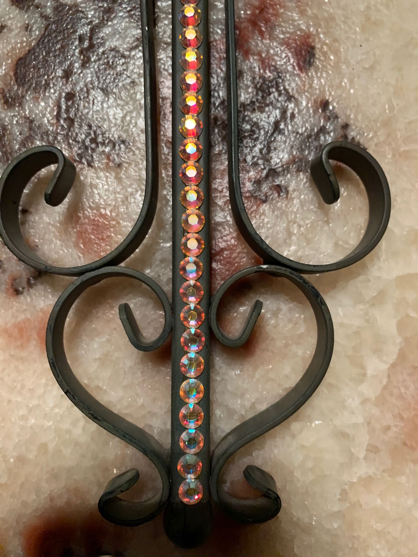 Metal decorative wall cross with Swarovski crystals