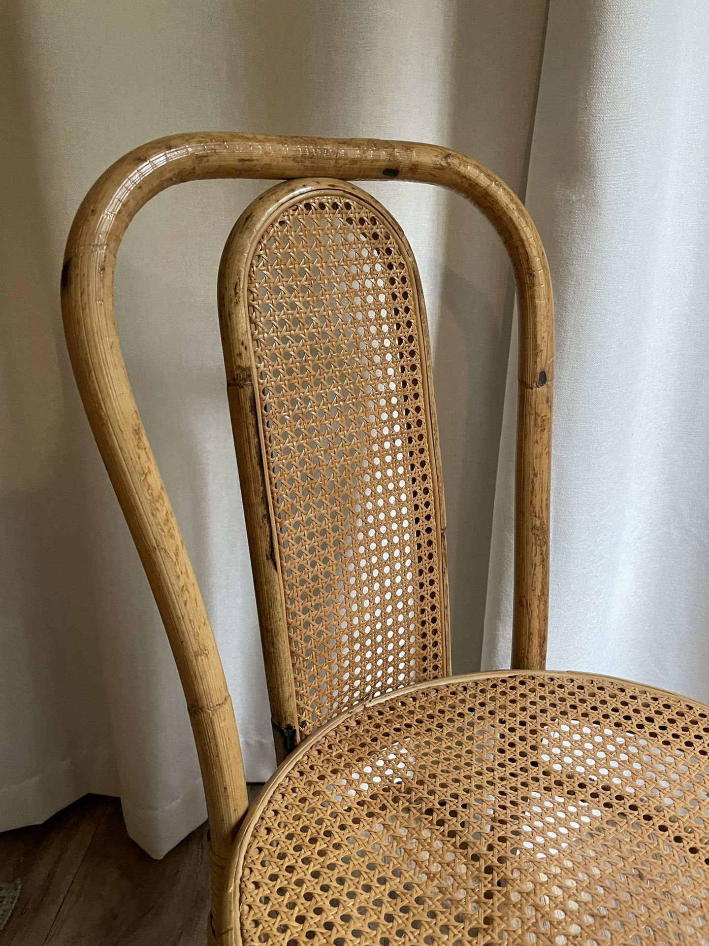 Vintage Bamboo Bentwood Chair with Cane Seat and Back