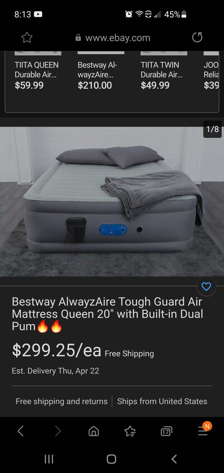 Bestway self inflating air mattress-queen