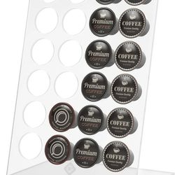 K Cups Coffee Pod Holder - Acrylic Kcup Organizer for Counter - Compatible with 24 Keurig Pods - Modern Display Rack and Storage for Kitchen and Offic Thumbnail