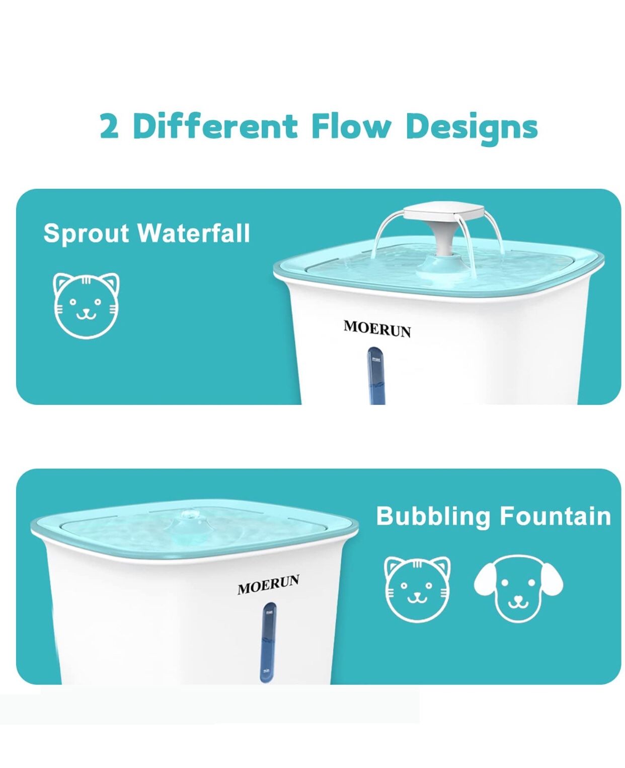 MOERUN Cat Water Fountain, 101oz/3L Pet Water Fountain with Ultra Quiet Pump and LED Indicator, Kitty Drinking Dispenser with 4 Filters & 1 Silicone f