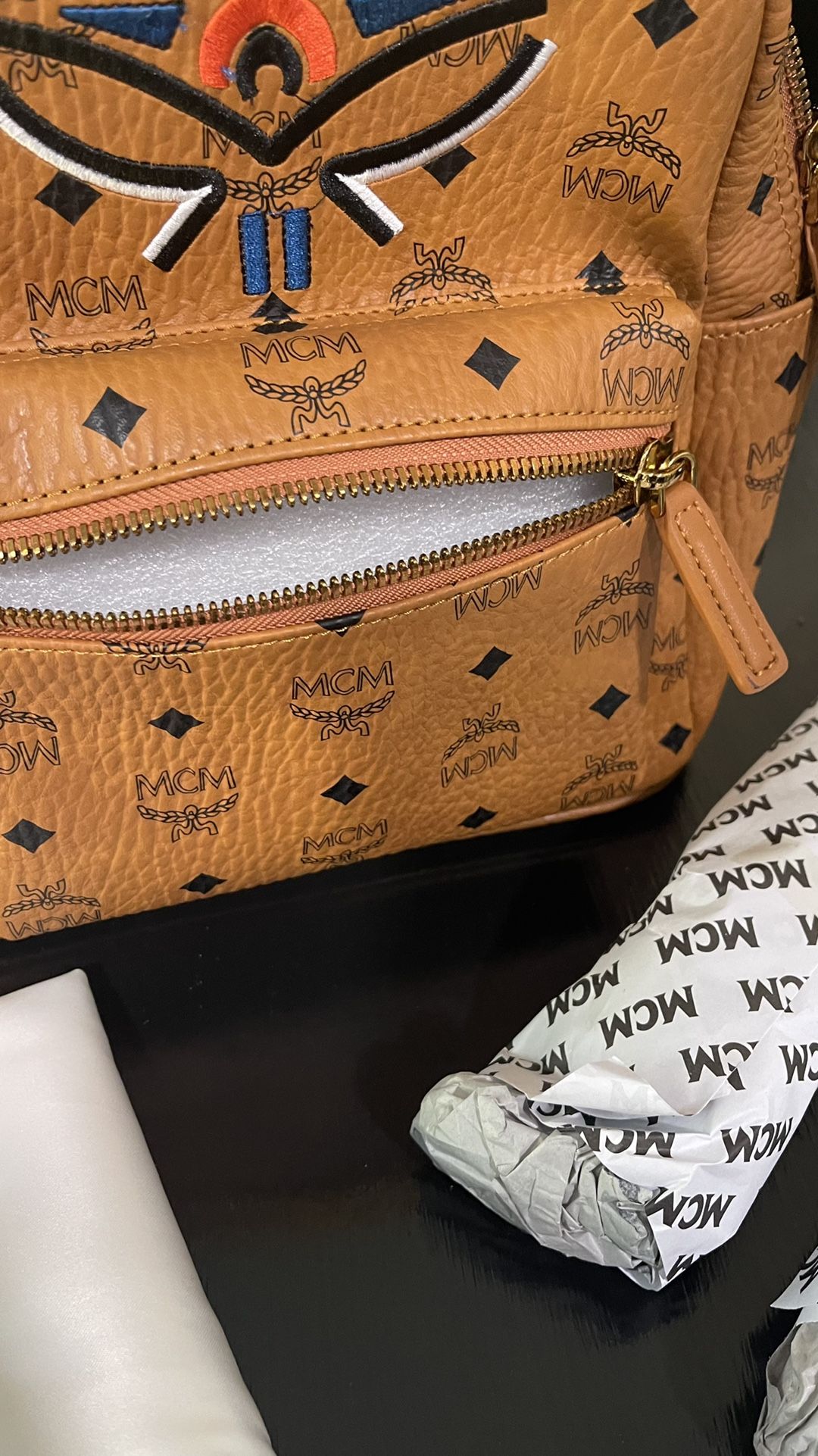 MCM Stark Visetos embroidered backpack