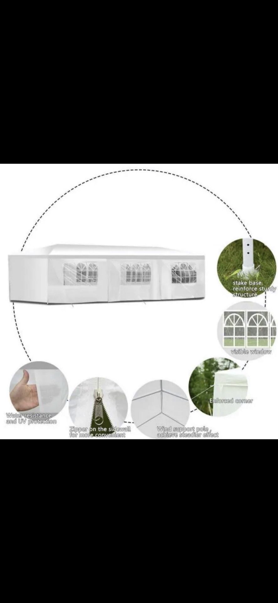 10'x 30' White Gazebo Wedding Party Tent Canopy With 6 Windows & 2 Sidewalls-8 For Sale