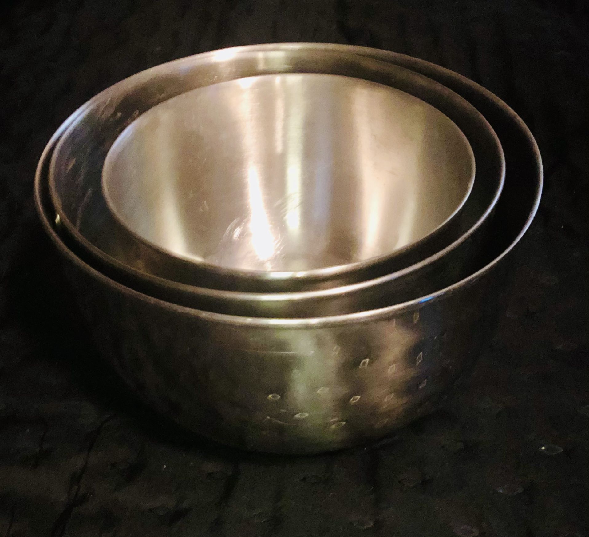 Set Of 3 Great Condition Stainless Steal Nesting Mixing Bowls. 1 Is Farberware Double Thumb Ring #734. $20 Pickup/$23 Shipping