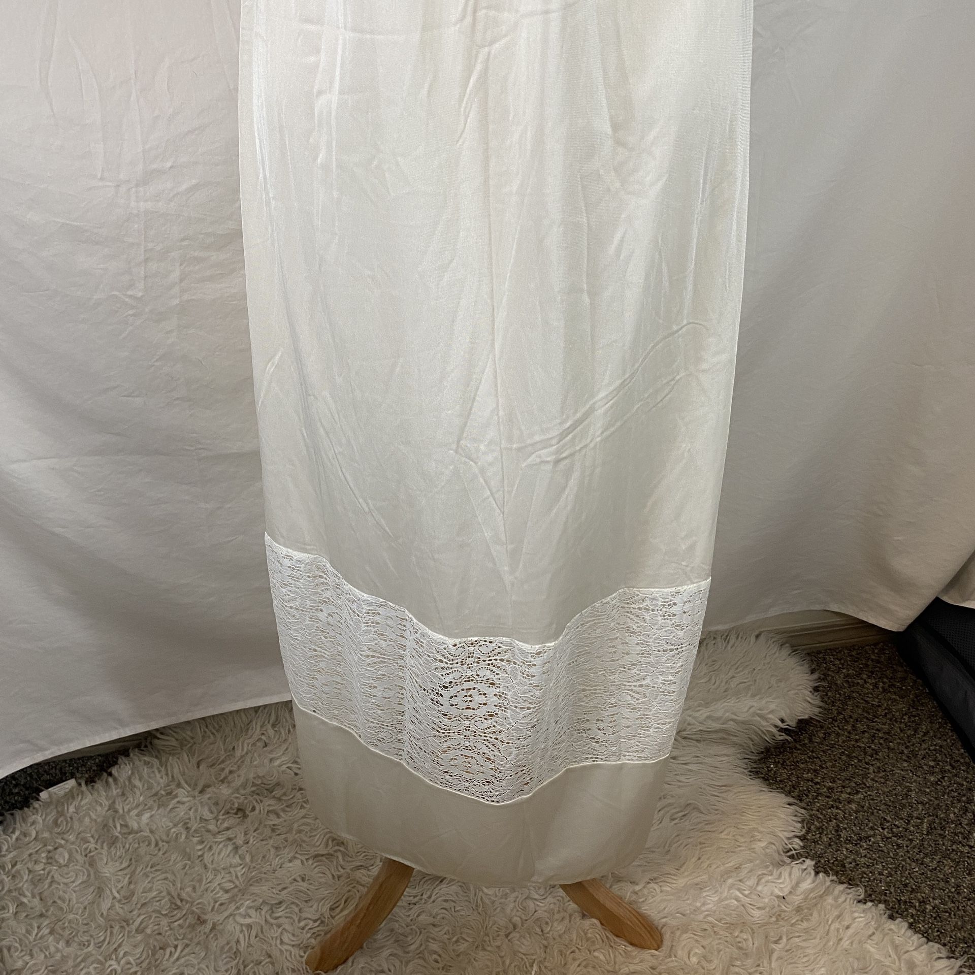 Vintage 70s Montgomery Ward Slip Nightgown Dress Floral Lace USA Made Sz S