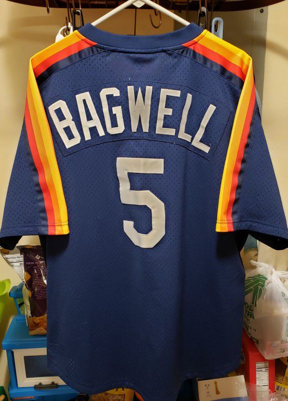 MLB Houston Astros Jeff Bagwell#5 Stitched Mitchell Ness Jersey Size 52
