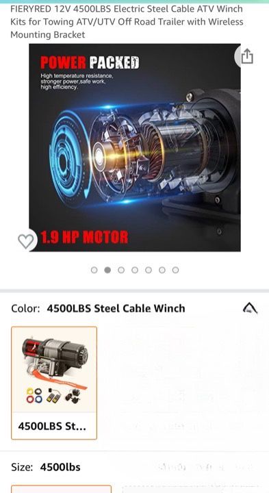 FIERYRED 12V 4500LBS Electric Steel Cable ATV Winch Kits for Towing ATV/UTV Off Road Trailer with Wireless Mounting Bracket