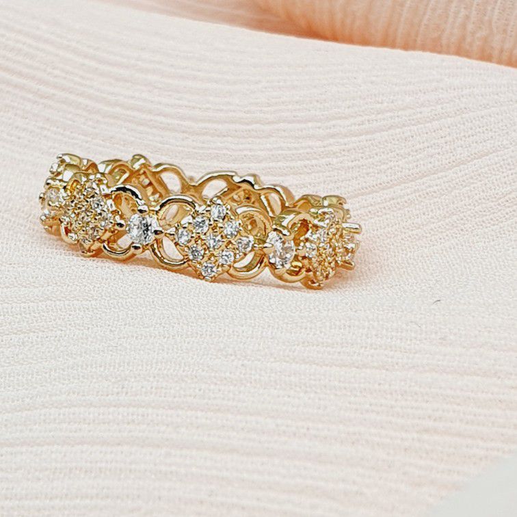 "Noble Gemstones Around Eternity Zircon Vintage Luxury Ring for Women, PD486
 