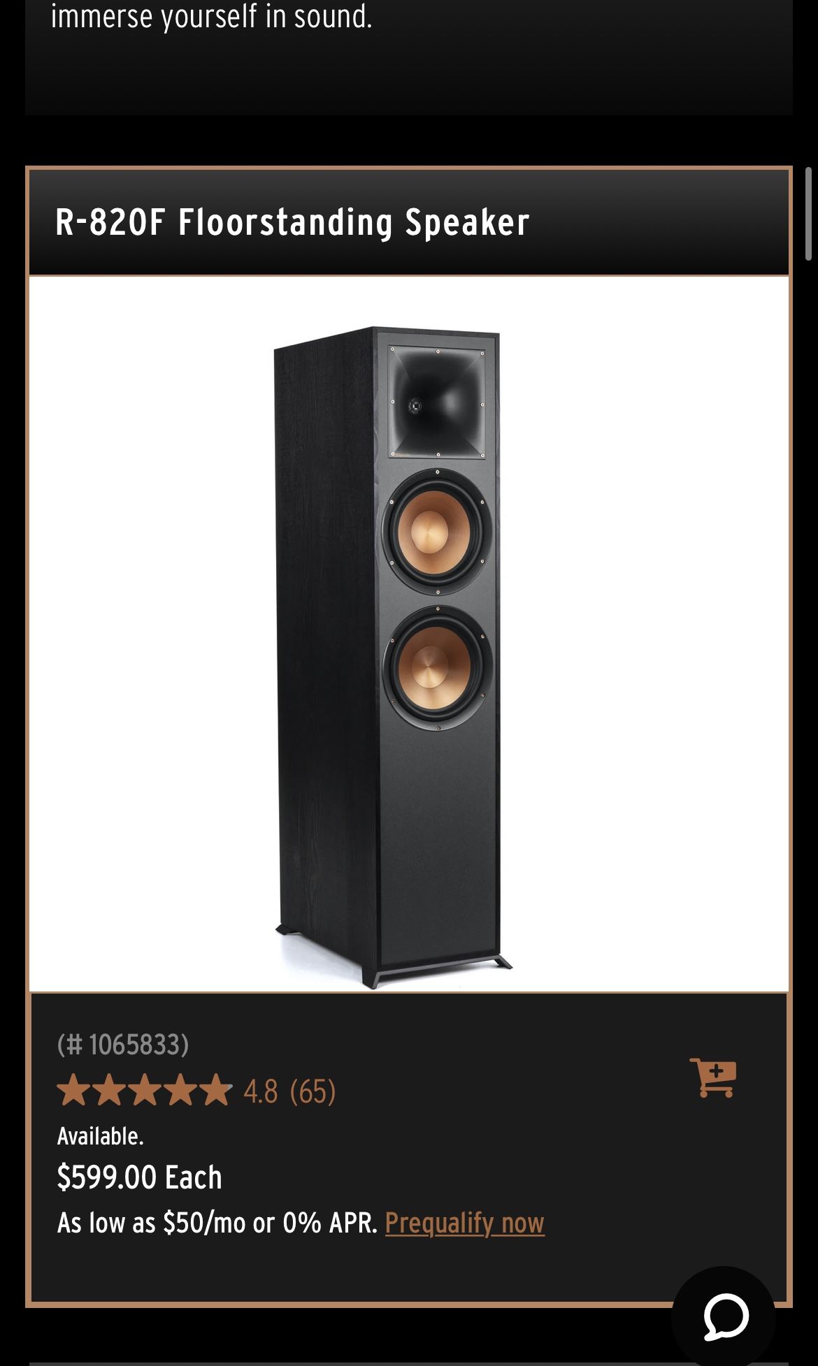 Klipsch R-820F Floorstanding Speakers - Pair!