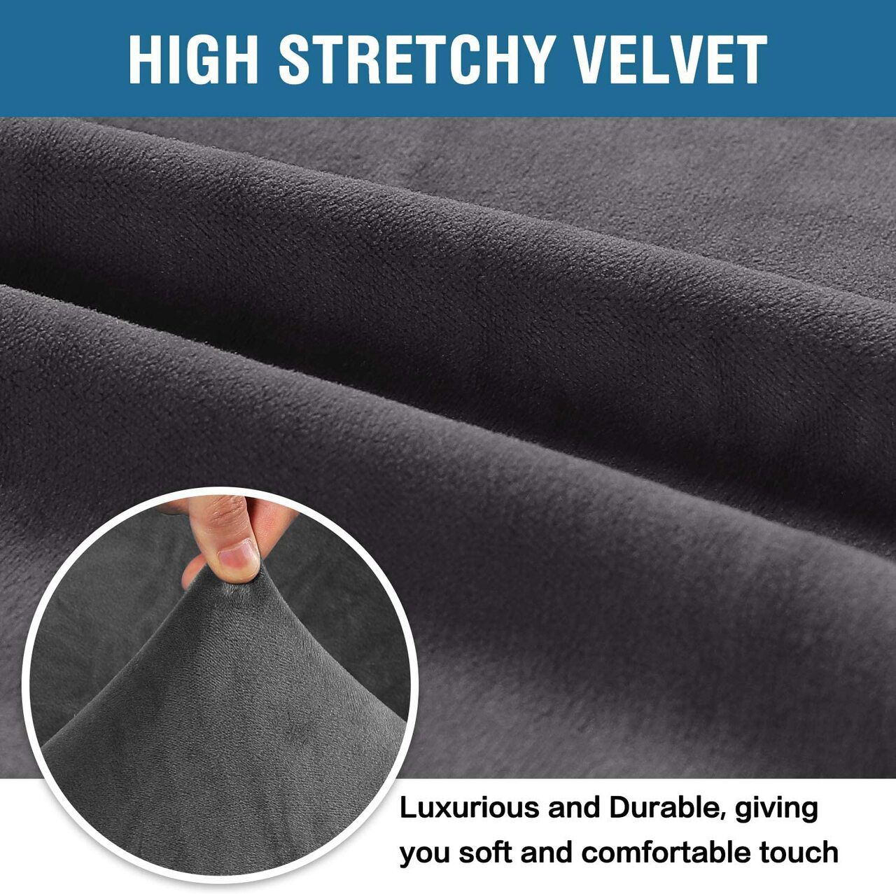 Ultra Soft Thick Stretch Velvet Fabric Sofa Slipcover for 3 Cushion Couch Covers (Grey)