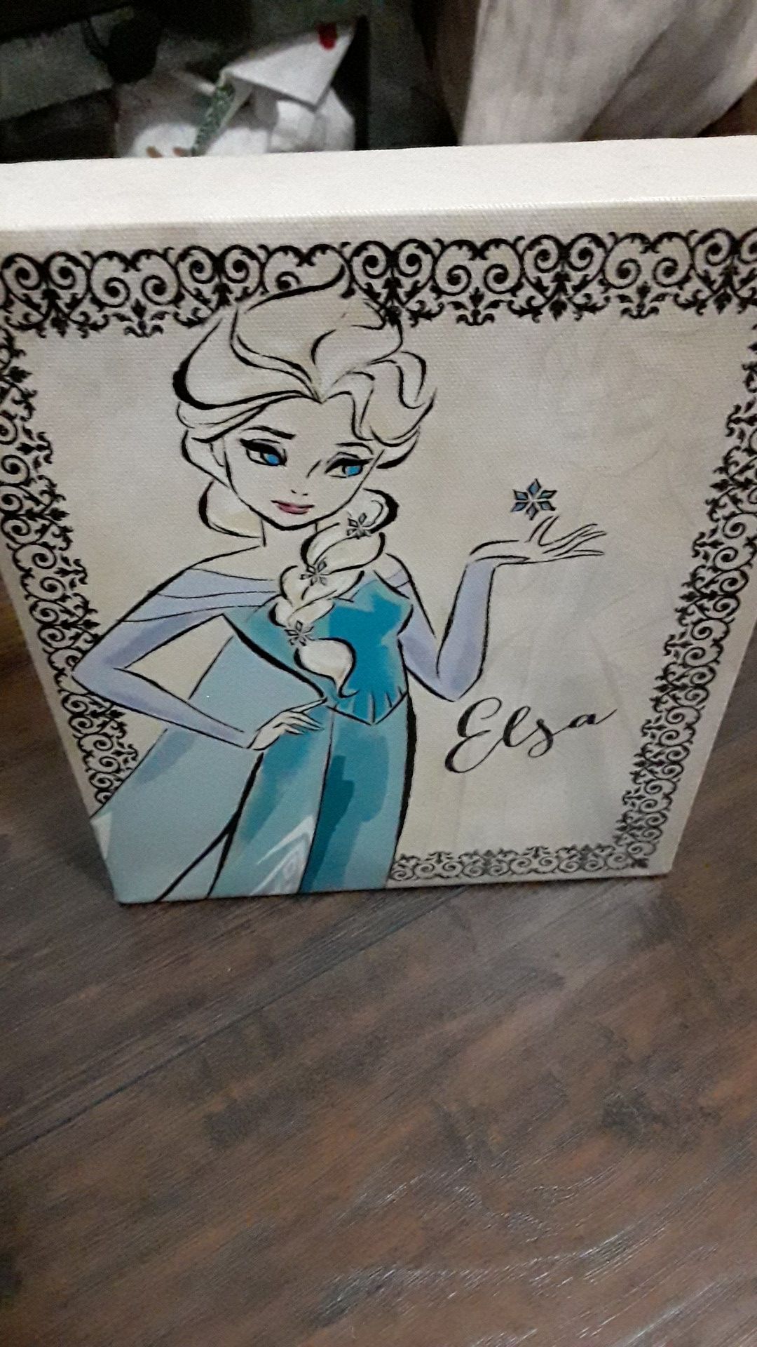 Elsa Disney frozen princess wall art let it go snow flake blue canvas decor