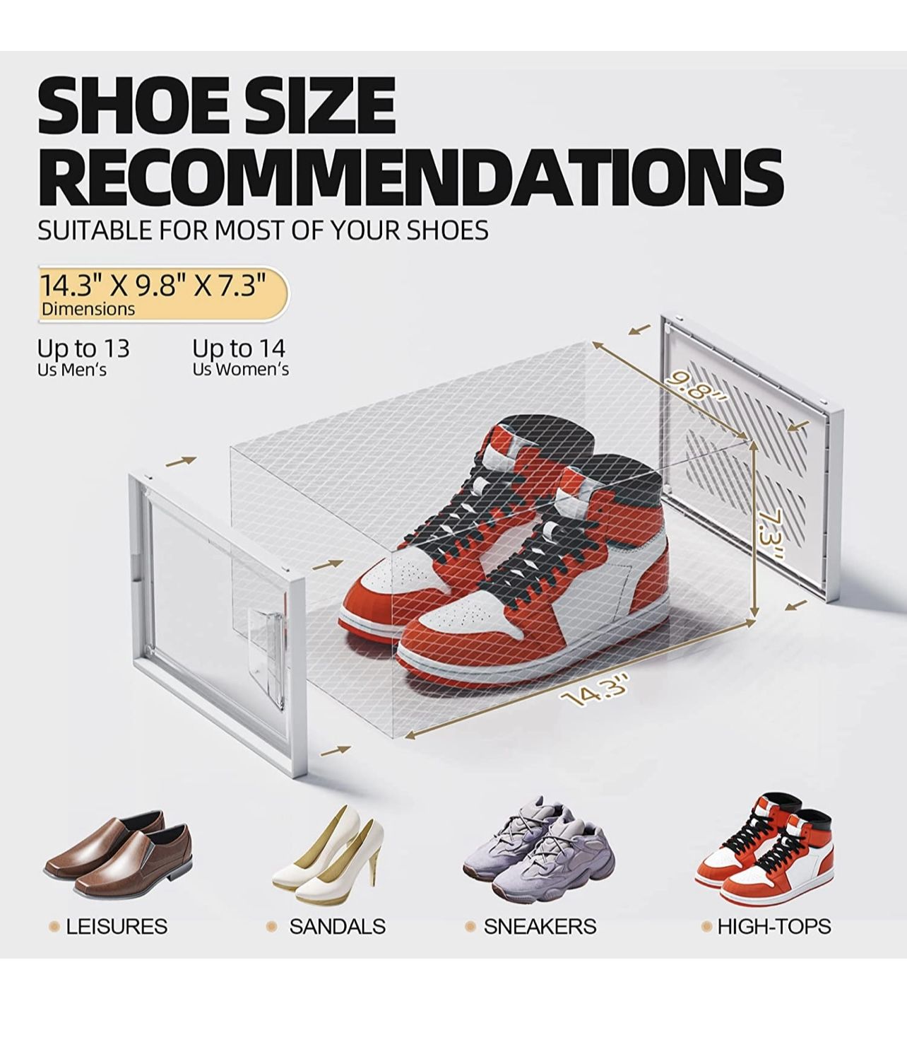 NEW IN BOX PRICE IS FIRM XL Shoe Storage Boxes, 6 Pack Shoe Boxes Clear Plastic Stackable, Shoe Organizer for Closet, Space Saving Plastic Foldable Sh