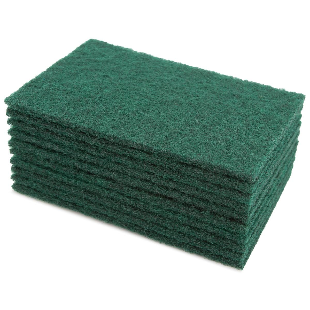 Clean Team Solutions (10 Pack) Green Scouring Pads For Dishes Scrub Pad Scouring Sponges Kitchen Cleaning Supplies