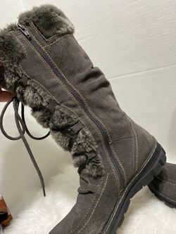 Baretraps Dory Winter Boots Gray Suede Leather Faux Fur Lined Tall Size 9 Thumbnail