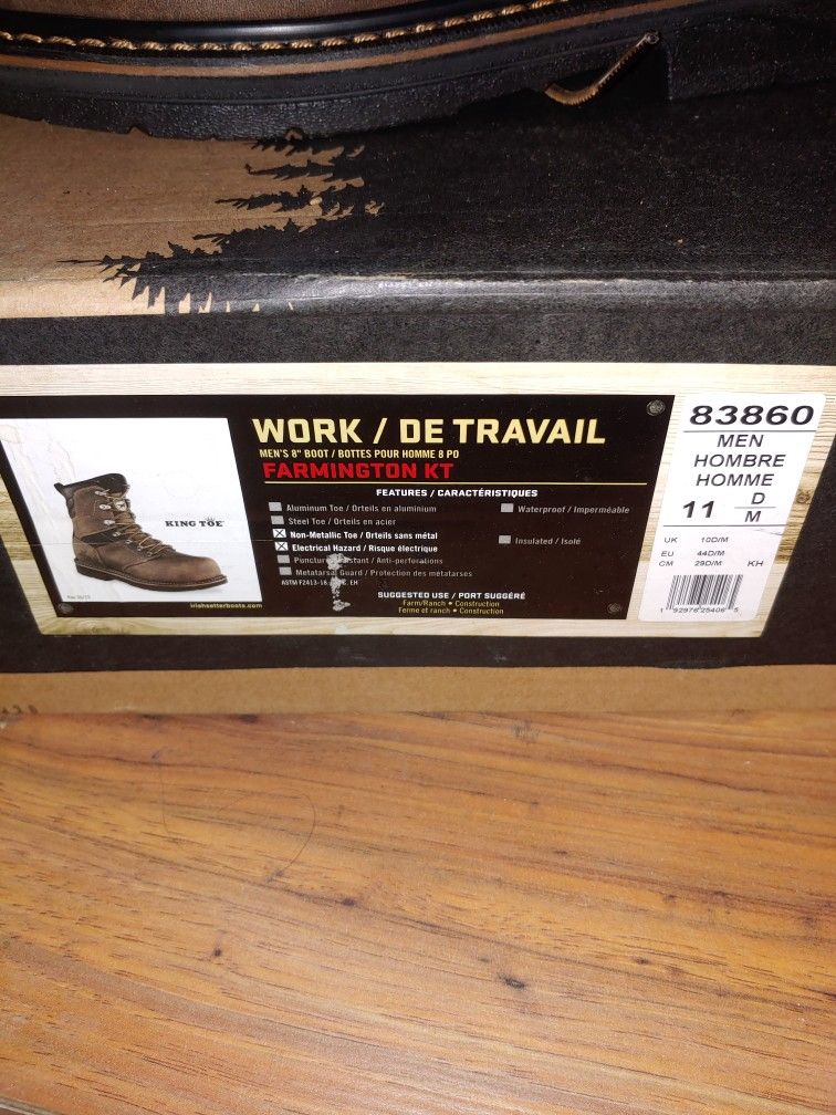 New Work Boots Steel Toe Size 11