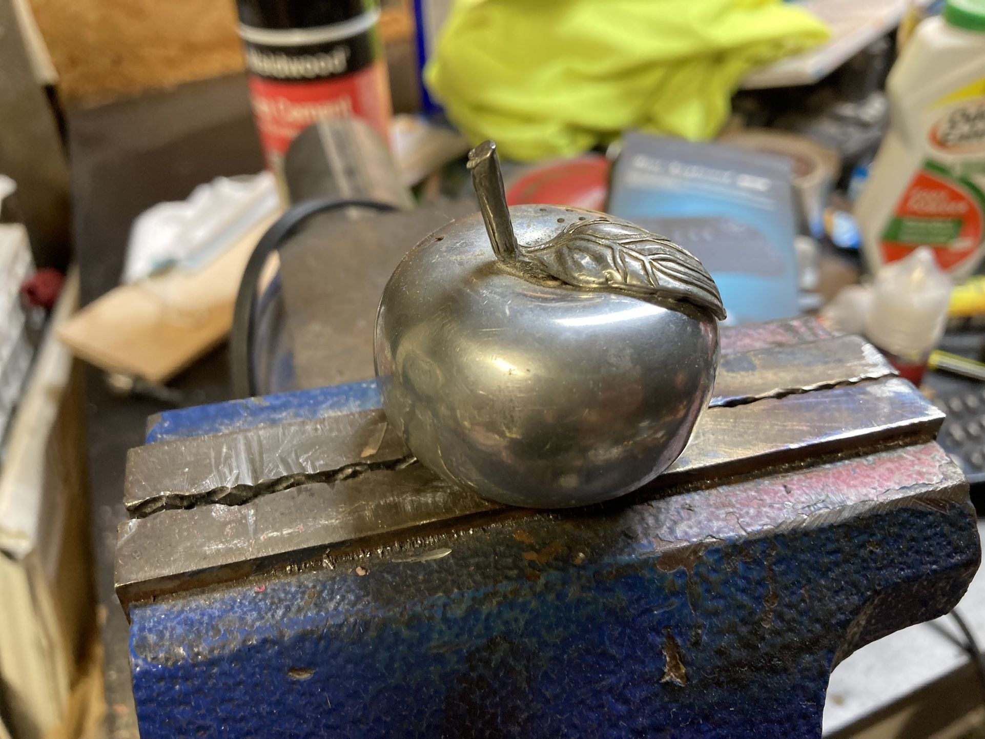 Antique Pewter Apple Shaped Salt Shaker