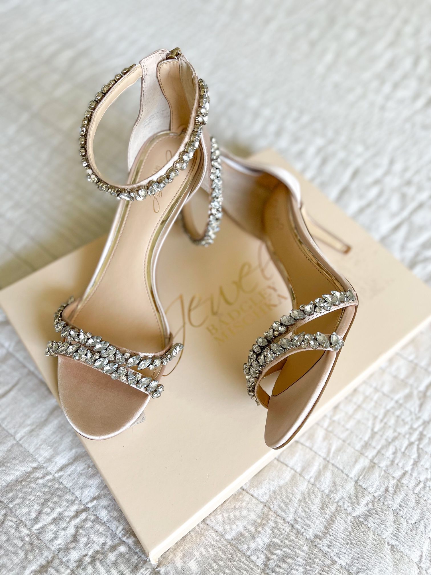 Jewel Badgley Mischka Darlene Embellished Ankle Strap Sandal