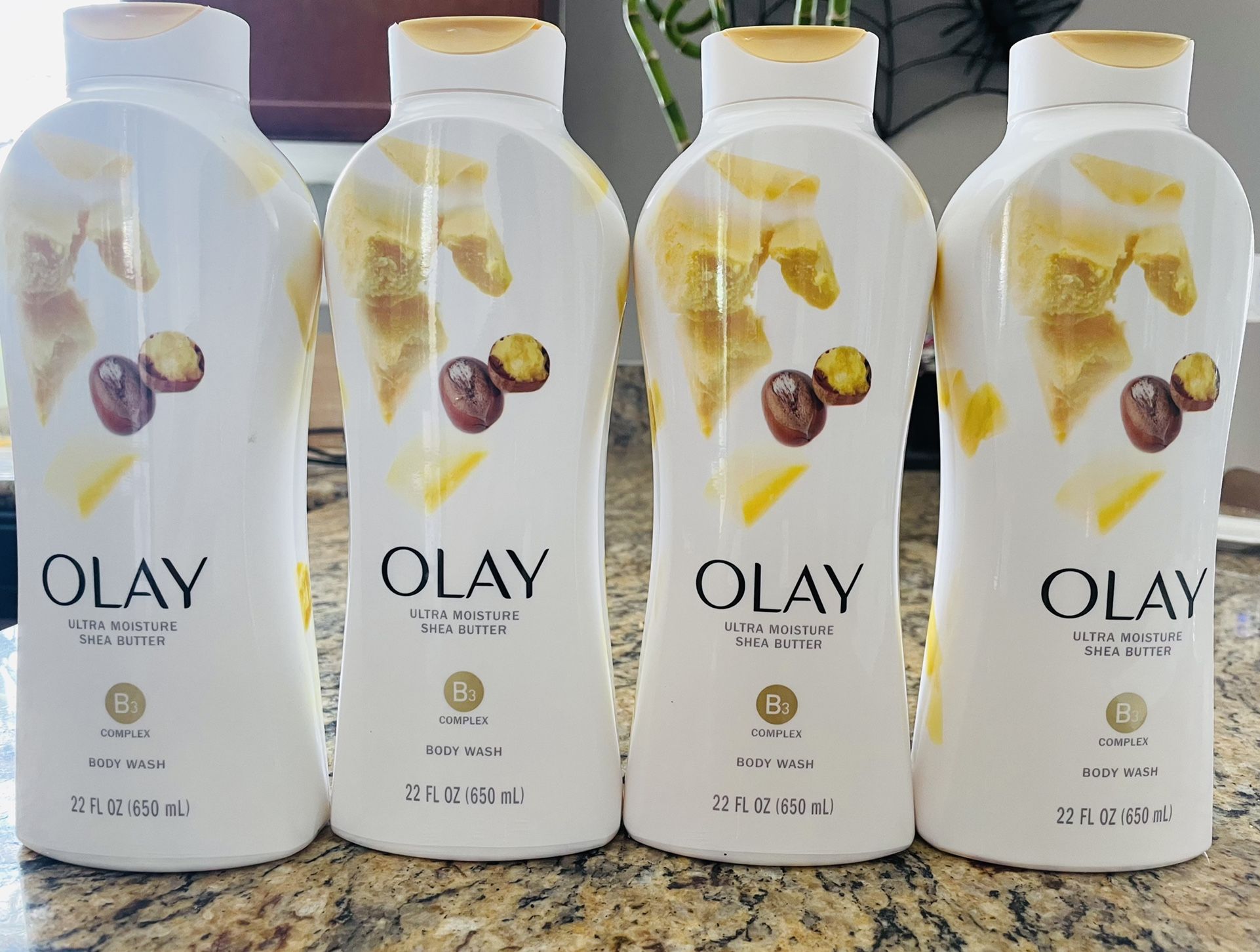 (4) Brand New Olay Ultra Moisture Shea Butter Body Wash 22 fl Oz/650 ml