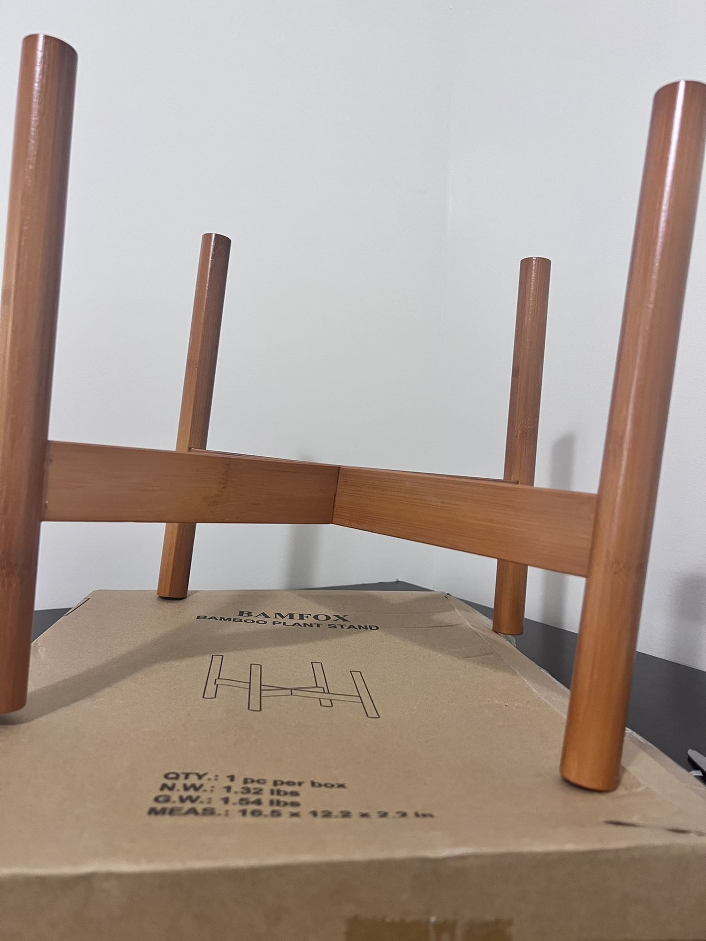 Plant Stand Flower Pot Holder - Indoor Bamboo Mid Century Modern Plant Holder