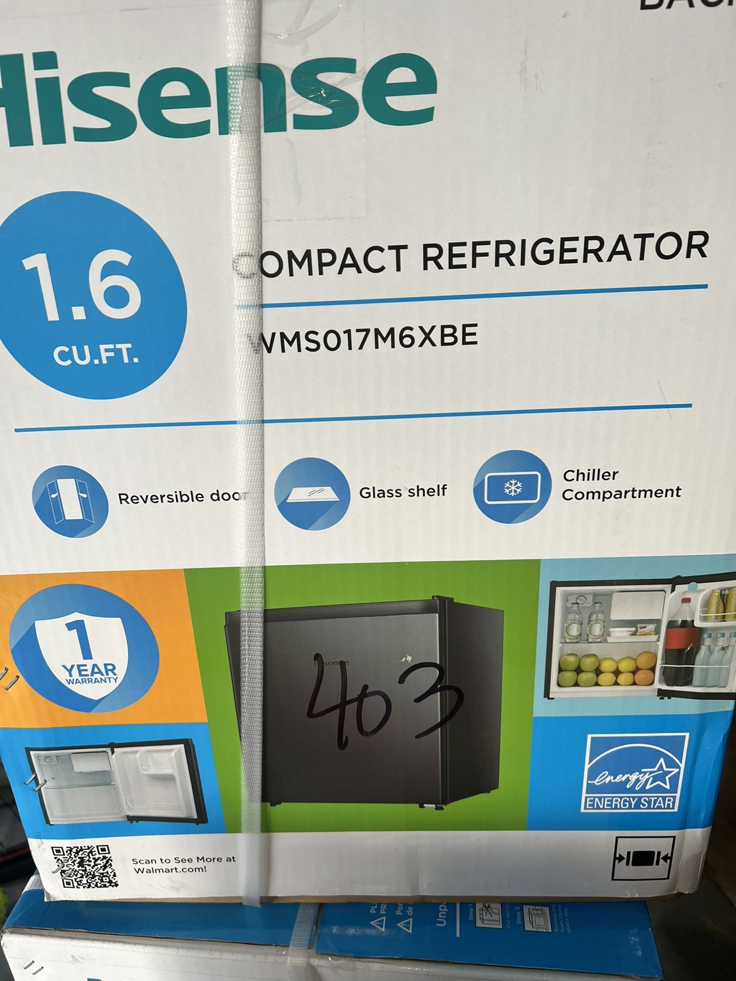 Hisense 1.6 Cu. ft. Single Door Mini Fridge, Black for Sale in Marietta